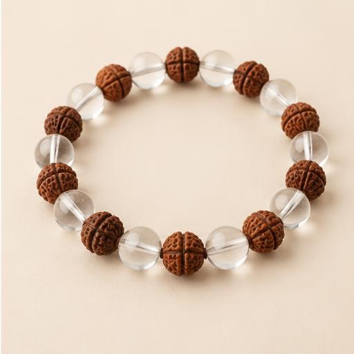 Illustration of Rudraksha & crystal bracelet